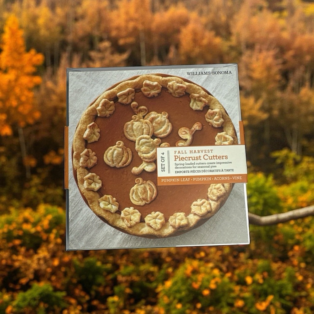 Williams Sonoma Fall Piecrust Cutters Set Of 4 Pumpkin, Vine, Acorn & Leaf NOS!